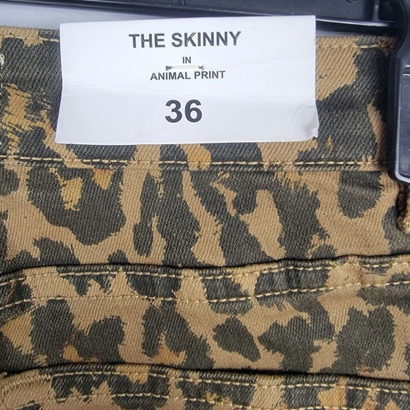 ZARA Woman Leopard Premium Jeans Animal Print Skinny Red Velvet Stripe - Picture 12 of 12